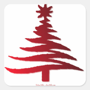 Moderne kerstboomkleur Rood afdrukken Vierkante Sticker