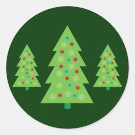 Moderne kerstboomkunst ronde sticker