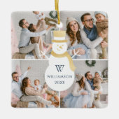 Moderne kerstboommonogram vier foto keramisch ornament (Voorkant)