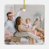 Moderne kerstboommonogram vier fotoserie keramisch ornament (Achterkant)