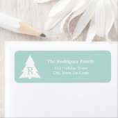 Moderne kerstboommonogrammen op mint Green Etiket (Insitu)