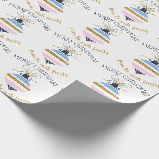 Moderne kerstboomstructuur Ornament op maat Cadeaupapier (Hoek)