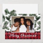 Moderne kerstbuffelfotokaart feestdagenkaart (Voorkant / Achterkant)