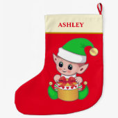 Moderne kerstcadeaudoos op rood grote kerstsok (Achterkant)