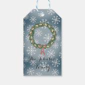 Moderne kerstcadeaudozen met sneeuwvlokken Label Cadeaulabel (Achterkant)