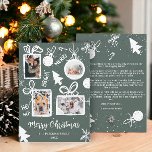 Moderne kerstcadeaus groene pret 4 foto's feestdagenkaart