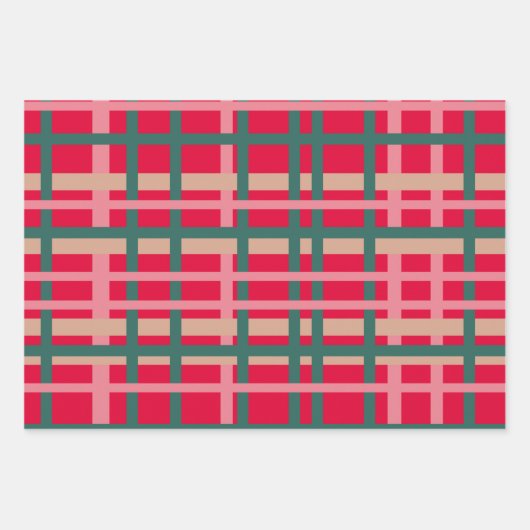 Moderne kerstcadeautjes met heldere rode groene li inpakpapier vel (Voorkant 3)