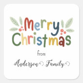 Moderne kerstcadeautjes voor fijne kerst vierkante sticker (Voorkant)