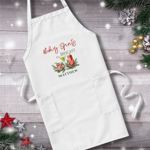 Moderne Kerstcocktails Aangepaste Winter Bartender Lang Schort