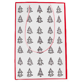 Moderne kerstdennenboom geschenkzak medium cadeauzakje