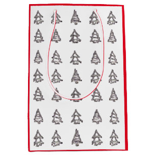 Moderne kerstdennenboom geschenkzak medium cadeauzakje