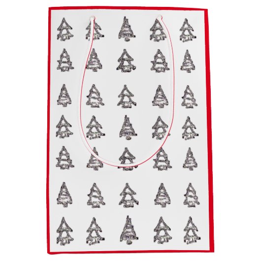 Moderne kerstdennenboom geschenkzak medium cadeauzakje (Voorkant)