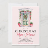 Moderne kerstdeur open huis partij kaart (Voorkant)