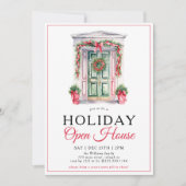 Moderne Kerstdeur Open Vakantiehuisfeest Kaart (Voorkant)