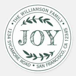 Moderne Kerstelijke Kerstvreugde Retouradres Groen Ronde Sticker