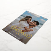 Moderne kerstfamilie foto's naam stripes folie feestdagenkaart (Gedraaid)