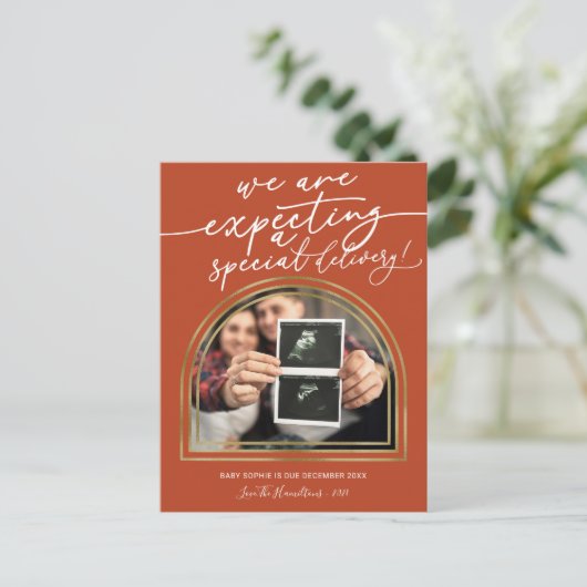 Moderne kerstfeestaankondiging feestdagenkaart (Staand voorkant)