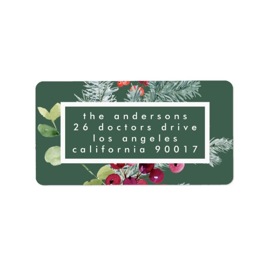 Moderne kerstfeestdag etiket (Voorkant)