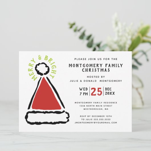 Moderne kerstfeestdag in de Rode Kerstmis Kaart (Staand voorkant)