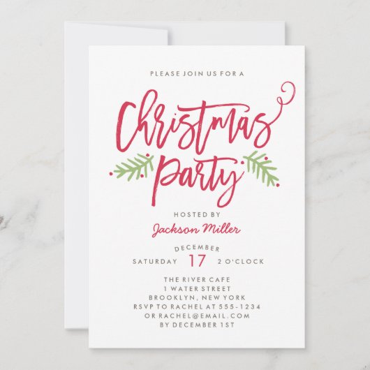 Moderne kerstfeestdag in penseel script kaart (Voorkant)