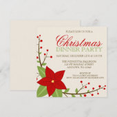 Moderne kerstfeestdag in Poinsettia Kaart (Voorkant / Achterkant)