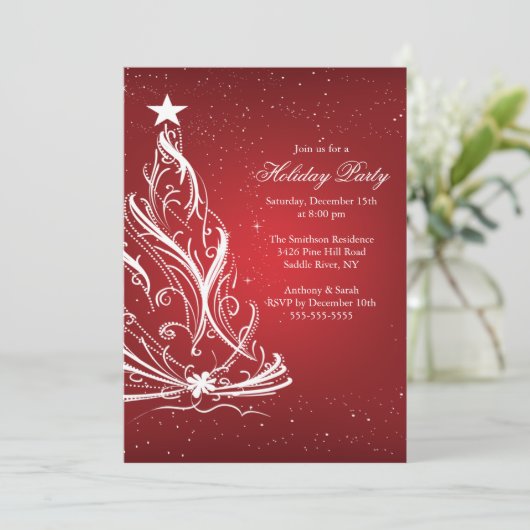 Moderne kerstfeestdag in rood en wit kaart (Staand voorkant)