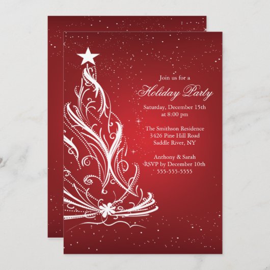 Moderne kerstfeestdag in rood en wit kaart (Voorkant / Achterkant)