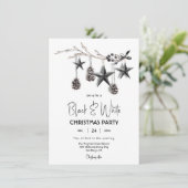 Moderne kerstfeestdag in zwart-wit kaart (Staand voorkant)