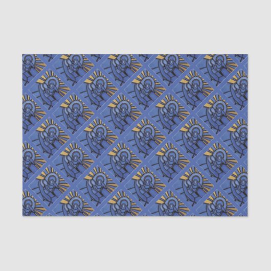 Moderne kerstfeestdag Jezus Mary Joseph Blue Tissuepapier (Voorkant)