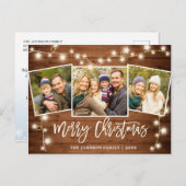 Moderne kerstfeestdag met 3 foto's briefkaart (Voorkant / Achterkant)