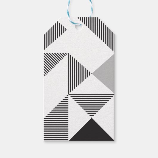 Moderne kerstfeestdag met geometrisch patroon cadeaulabel (Voorkant)