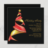 Moderne kerstfeestdag met rode en gouden bomen kaart (Voorkant / Achterkant)