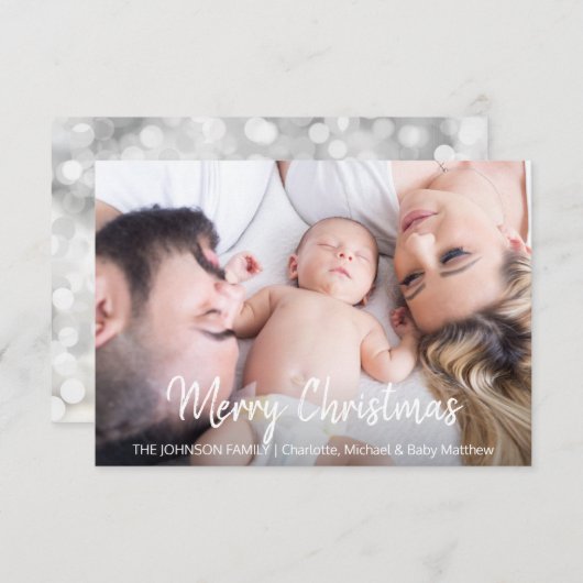 Moderne kerstfeestdag met script | FOTO Kaart (Voorkant / Achterkant)