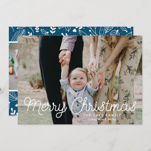 Moderne kerstfeestdag op basis van prettige feestd feestdagenkaart (Voorkant / Achterkant)