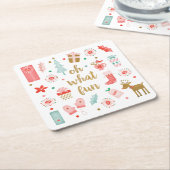 Moderne kerstfeestdag vierkante kartonnen onderzetter (Schuin)