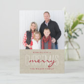 Moderne kerstfeestelijke fotokaart feestdagenkaart (Staand voorkant)