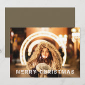 Moderne kerstfeestfoto feestdagenkaart (Voorkant / Achterkant)