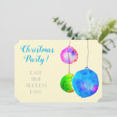 Moderne kerstfeestroze en blauwe bubbels kaart (Staand voorkant)