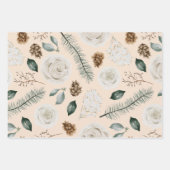 Moderne kerstflank wit patroon inpakpapier vel (Voorkant 3)