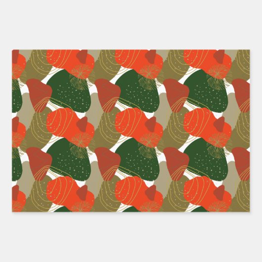 Moderne kerstflora Greenery Inpakpapier Vel (Voorkant 3)
