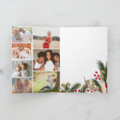 Moderne kerstflorale waterverf 7 foto's kaart (Binnen)