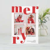 Moderne kerstfoto Collage Red Feestdagenkaart (Staand voorkant)