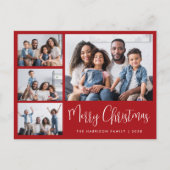 Moderne kerstfoto Collage Red Feestdagenkaart (Voorkant)