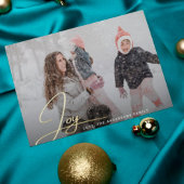 Moderne kerstfoto met handschrift folie feestdagenkaart