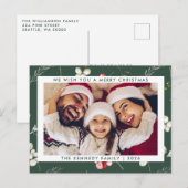 Moderne kerstfoto Modern Winter Greenery Feestdagenkaart (Voorkant / Achterkant)