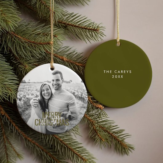 Moderne kerstfoto op maat keramisch ornament