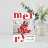 Moderne kerstfoto rood feestdagenkaart (Staand voorkant)