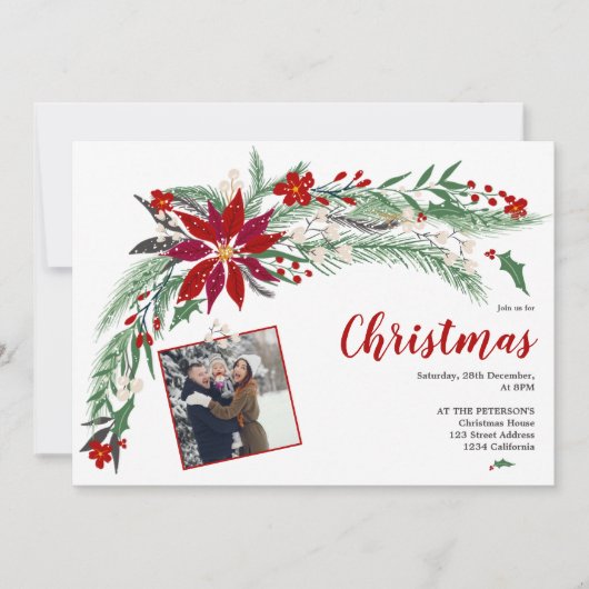 Moderne kerstfoto sneeuwfoto kaart (Voorkant)