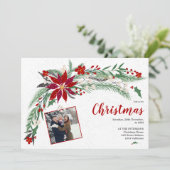 Moderne kerstfoto sneeuwfoto kaart (Staand voorkant)