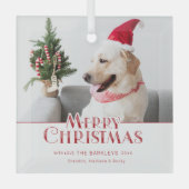 Moderne kerstfoto van Merry Glas Ornament (Voorkant)
